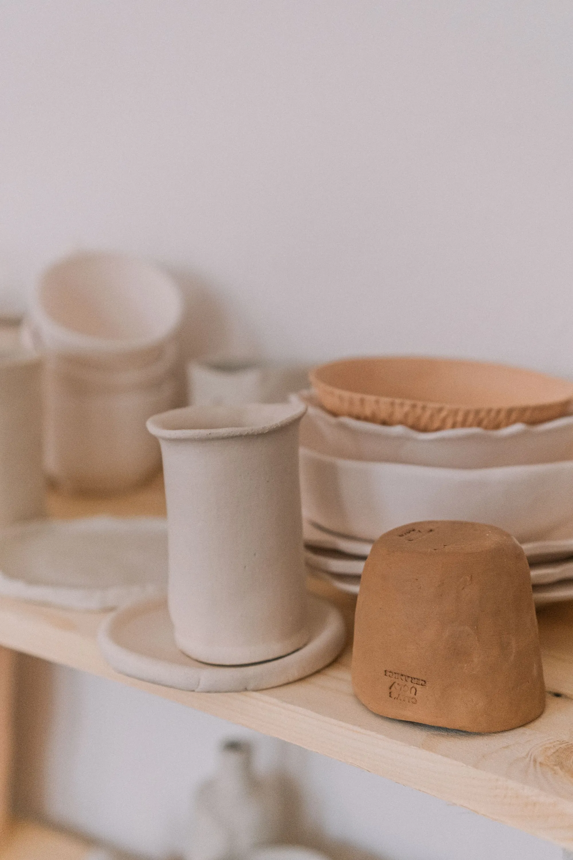 A handmade stoneware bowl with an oat glaze