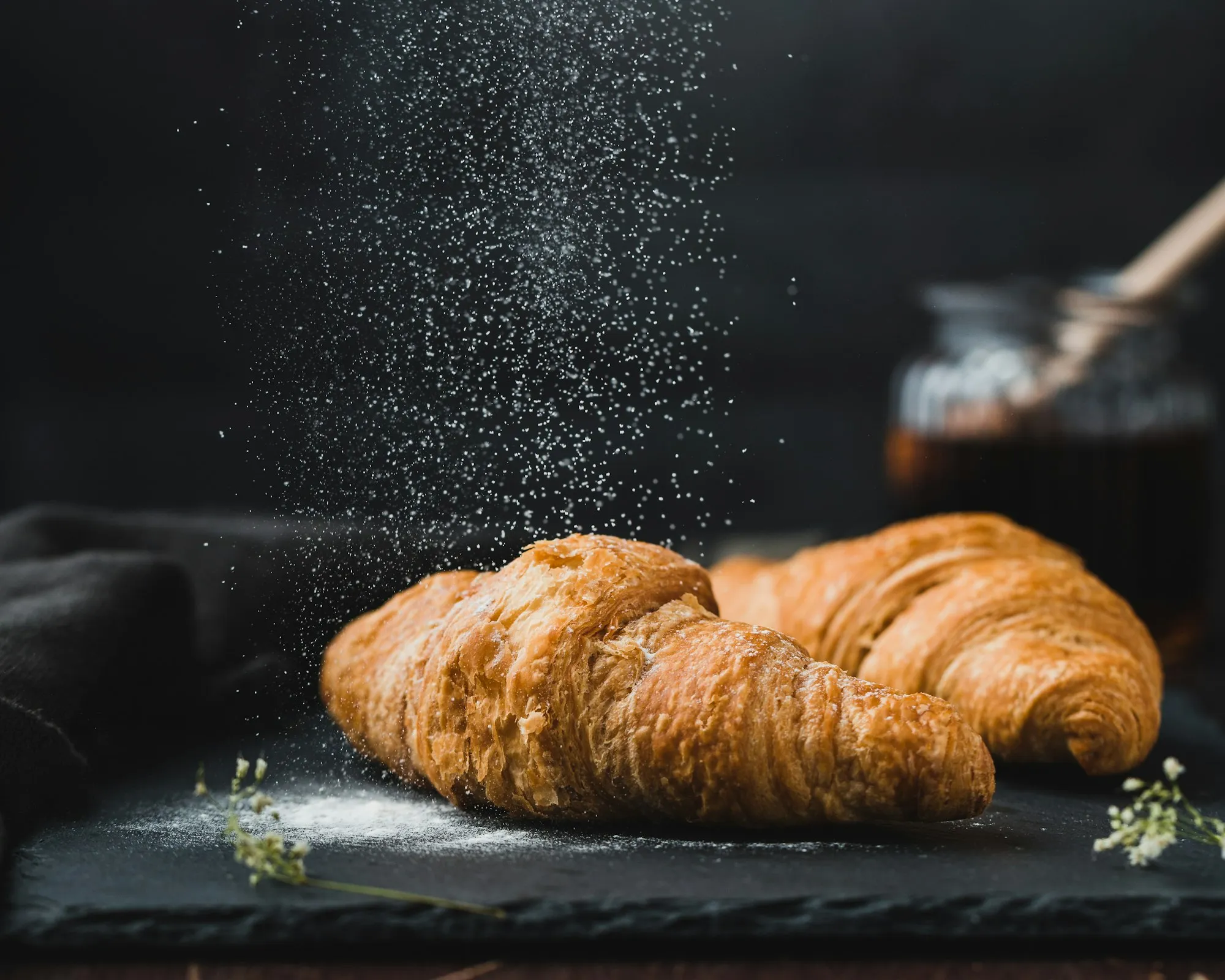 A freshly baked golden butter croissant