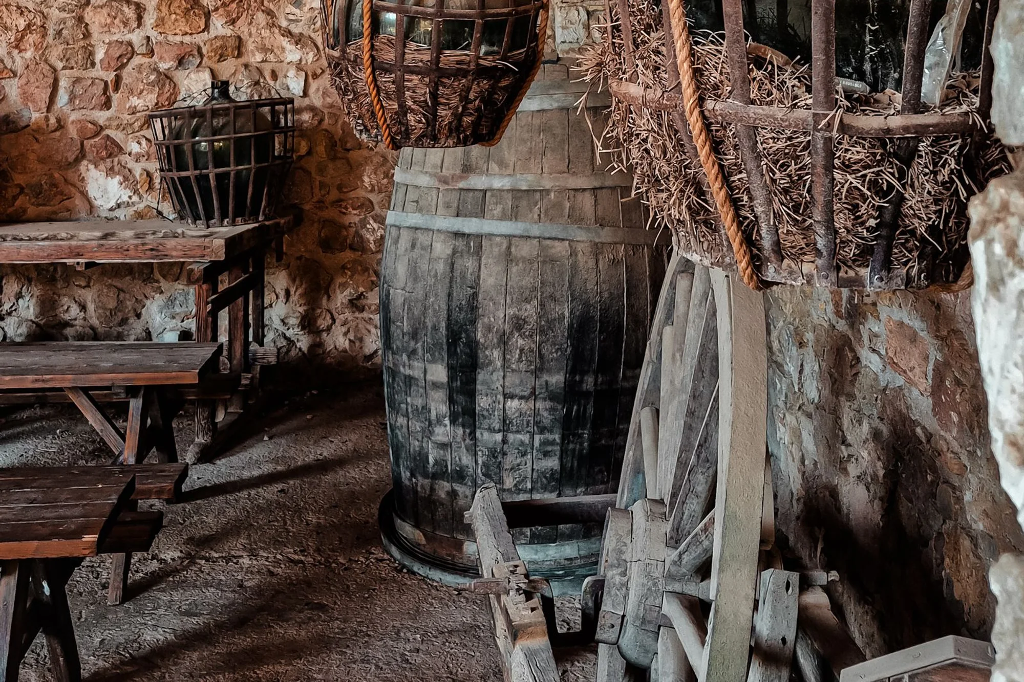 The grotto’s stone cellar, warm and welcoming