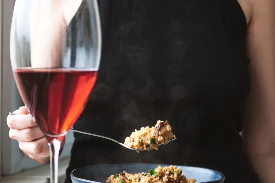 A steaming plate of Merlot risotto