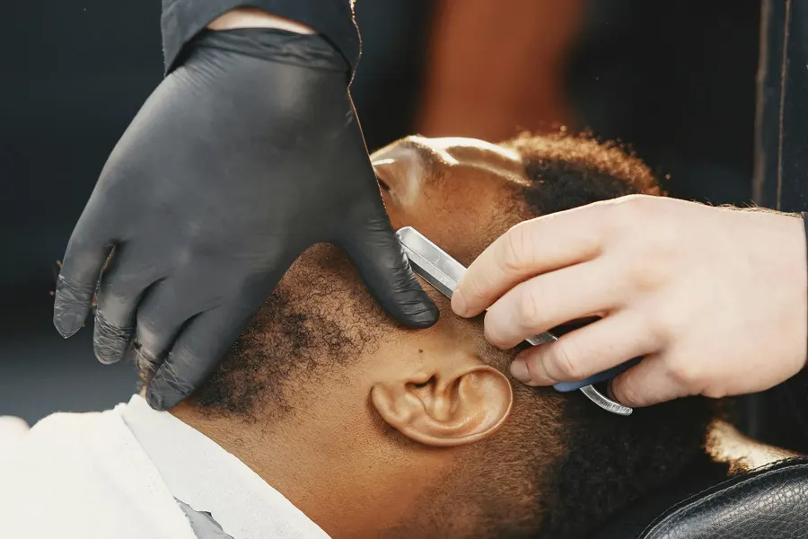 A traditional straight-razor shave