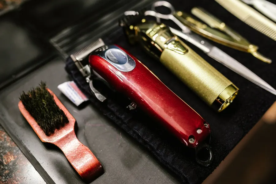 Barber scissors, razor and clippers