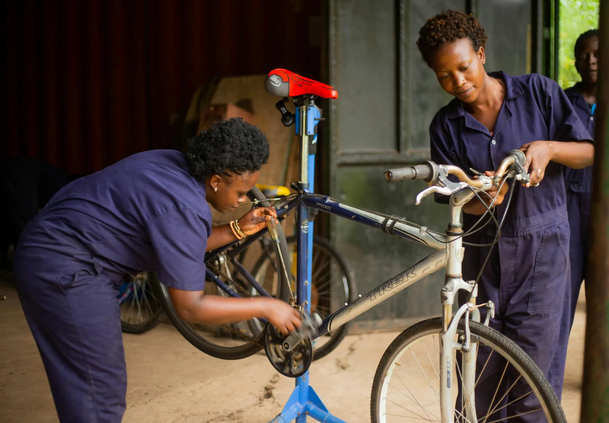 A bike on the repair stand in the YOURBRAND workshop
