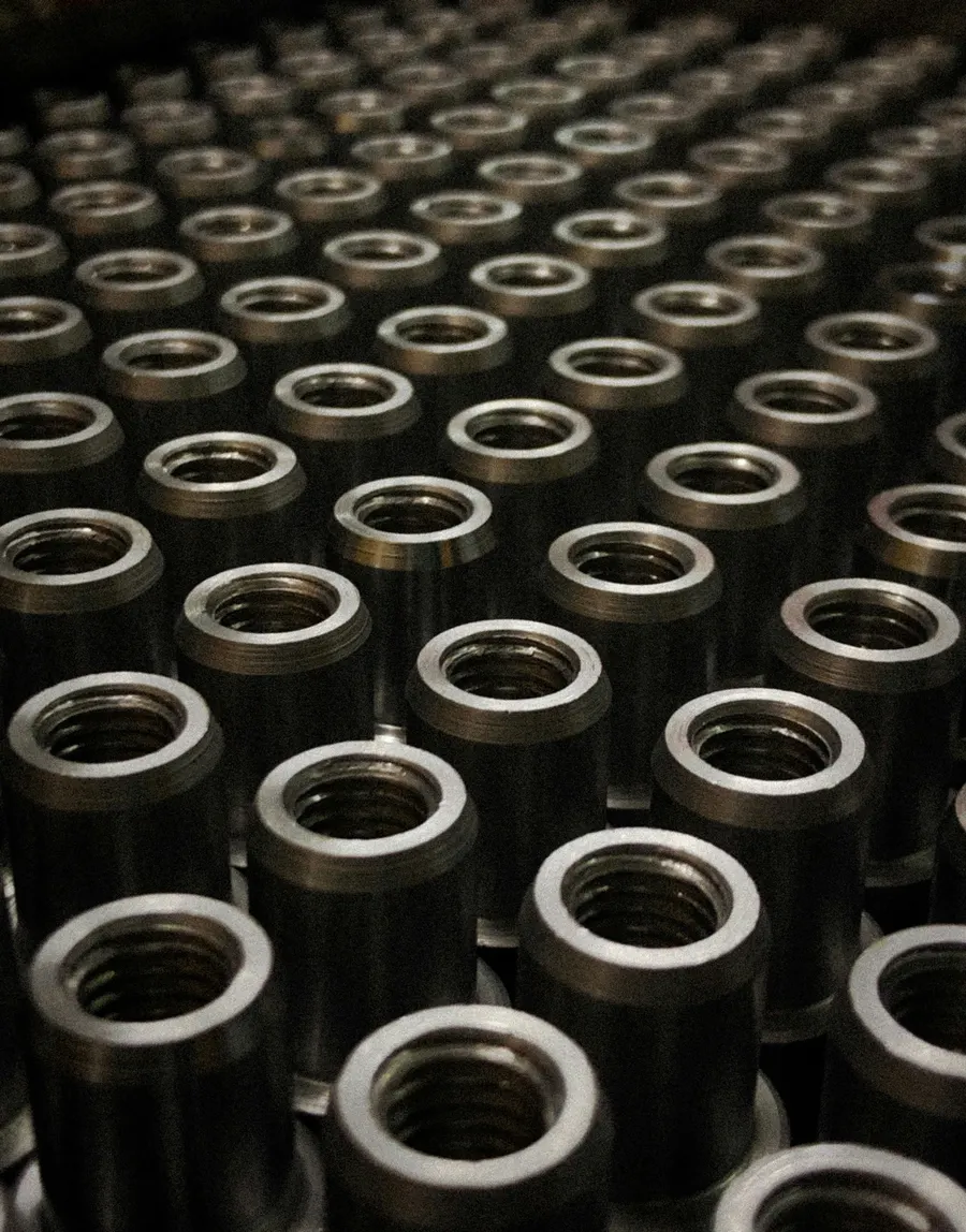 A series of machined mechanical components
