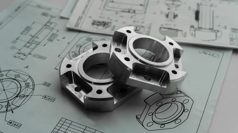A precision manufacturing company website showing machining capabilities, ISO certifications and an RFQ form with drawing upload