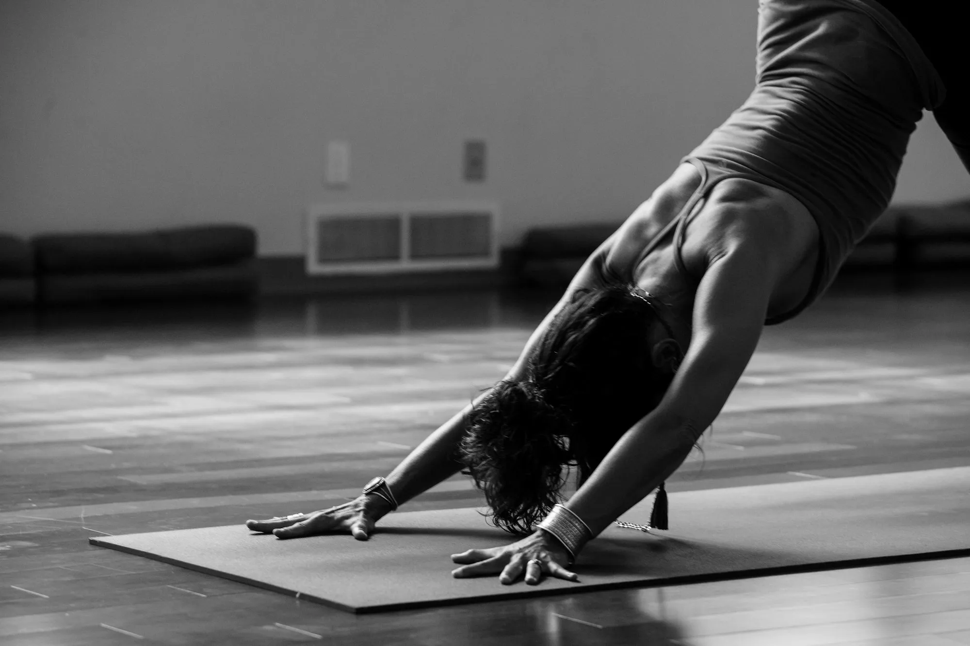 A yoga session in the studio