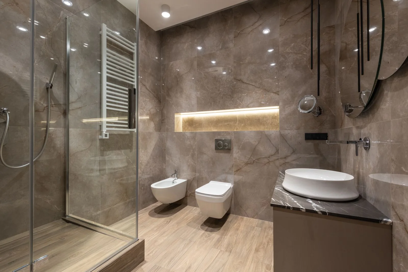 New shower area with a bespoke enclosure