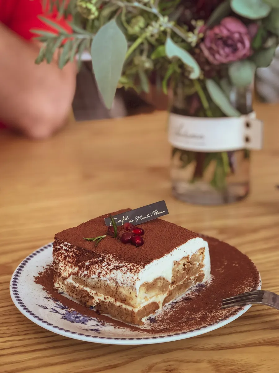 House-made tiramisù dusted with cocoa