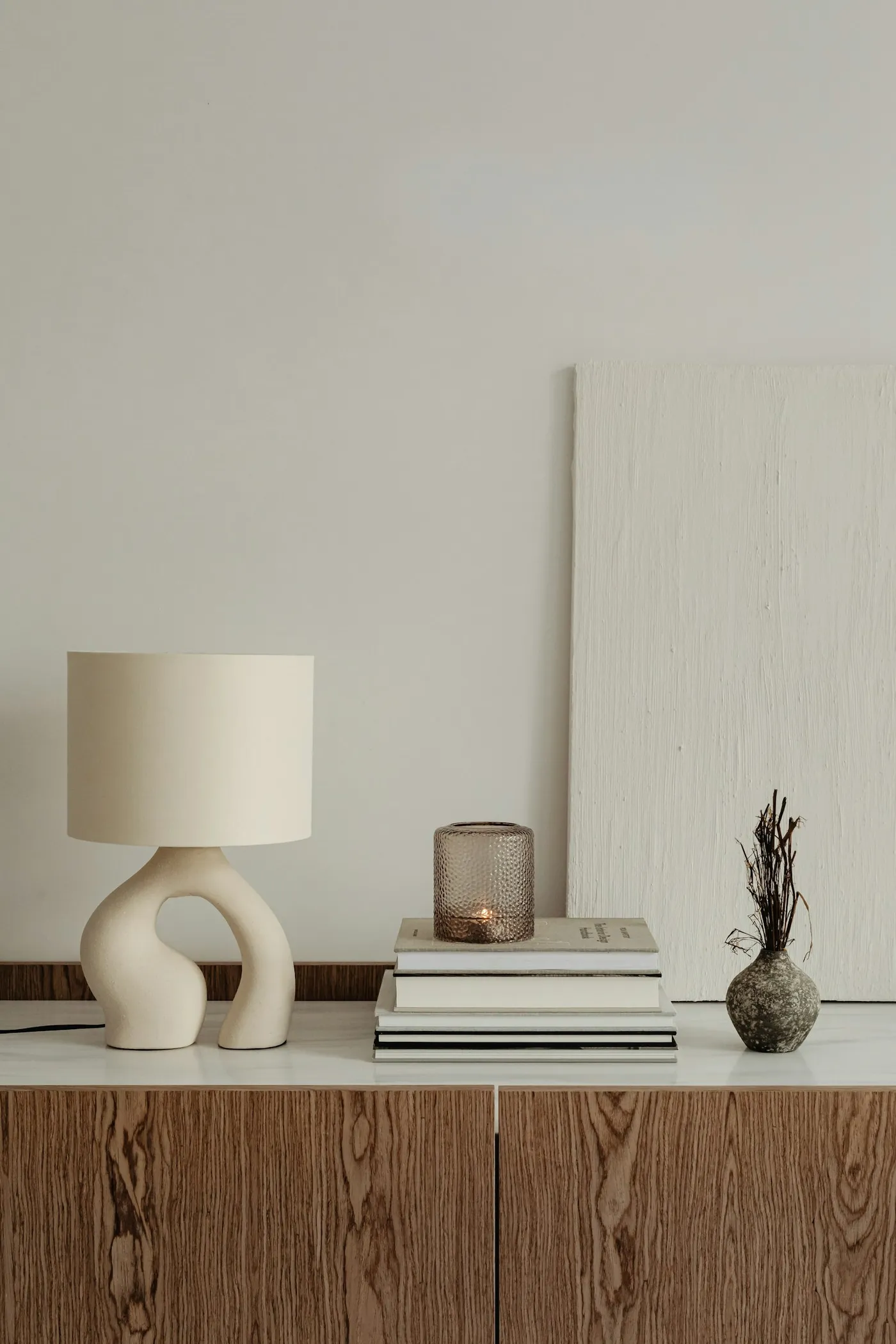 A hand-modelled ceramic lamp