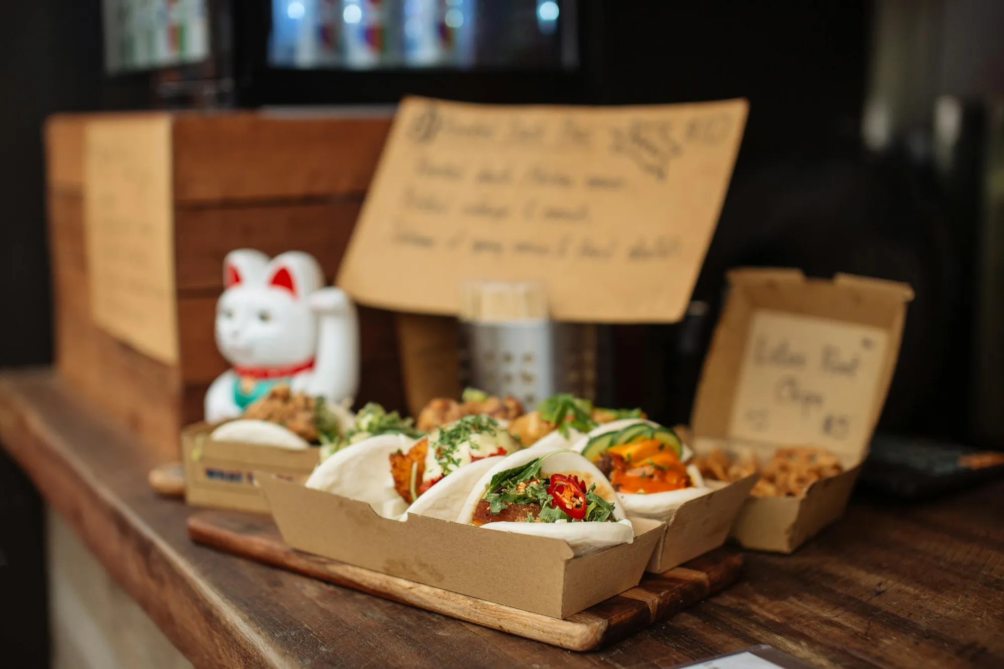 The counter of the YOURBRAND street-food spot