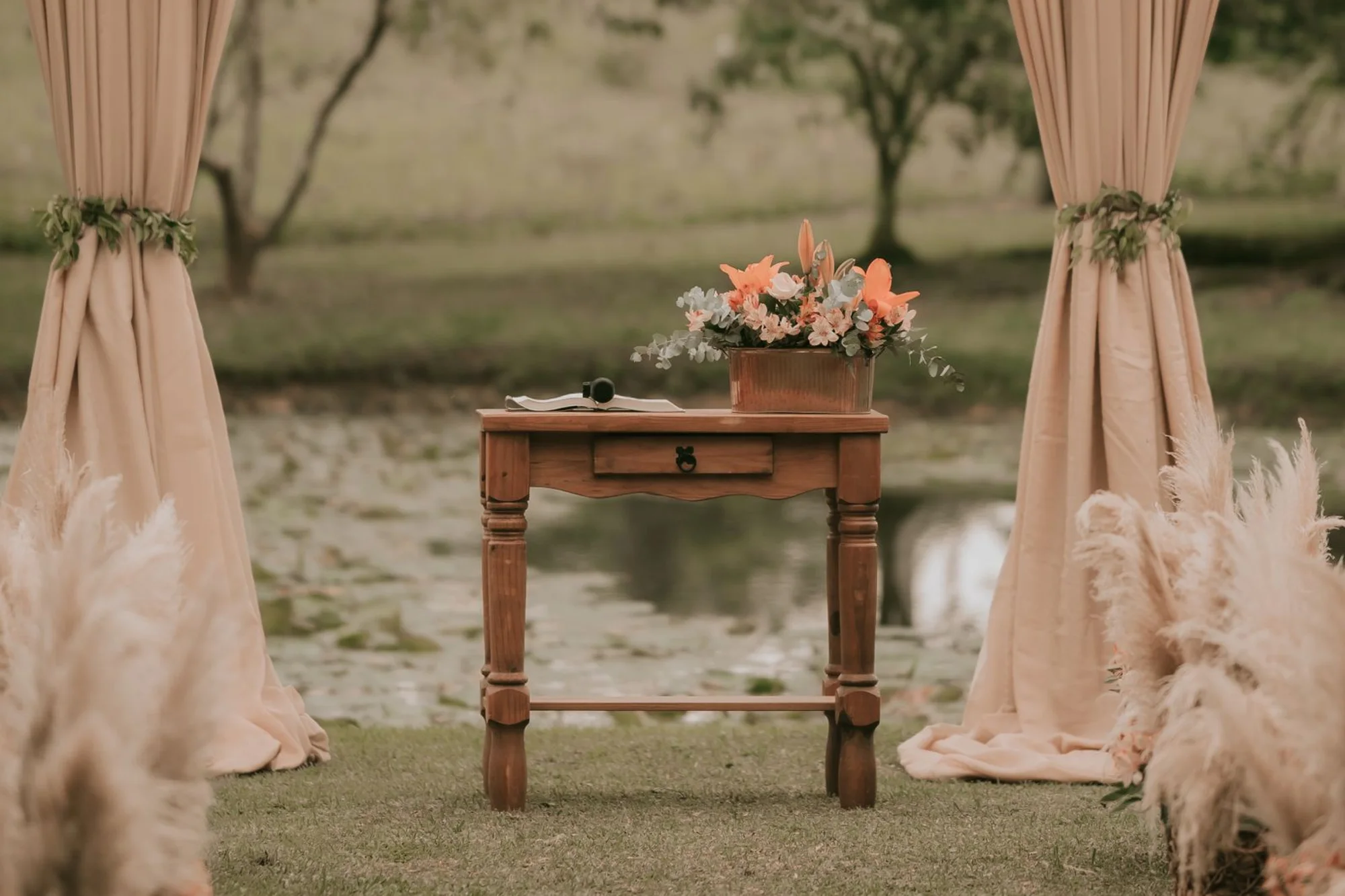 An outdoor ceremony setup